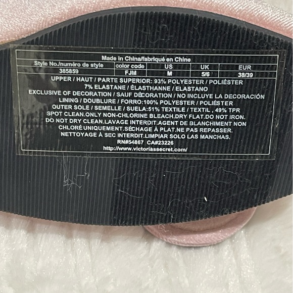 Victoria Secrets Rhinestone Bow Pink Velvet Slippers - Picture 5 of 5